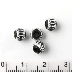 Aluminium-Perlen, schwarz, silberfarben, 6 mm, 4 Stk.
