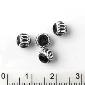 Aluminium-Perlen, schwarz, silberfarben, 6 mm, 4 Stk.