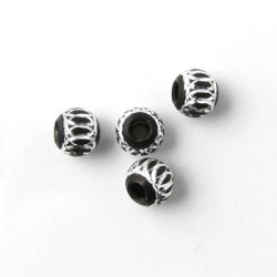 Aluminium-Perlen, schwarz, silberfarben, 6 mm, 4 Stk.