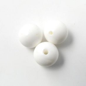 Candy jade beads, white, round, 12mm, 6pcs.