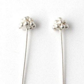 Headpin, blackberry, silver, 45x0,5mm, head diameter 4mm, 4pcs