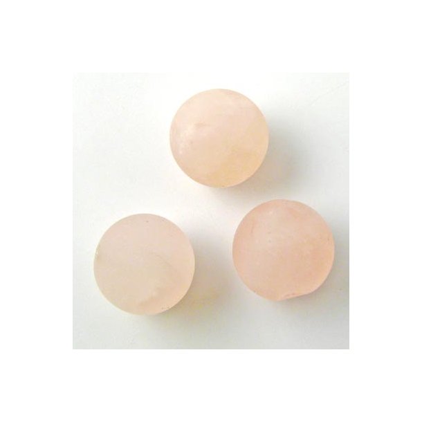 Rosenkvarts, perle, rund, matteret, 10 mm, 6 Stk