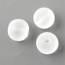 Quarz crystal, round beads, matt, 12mm, 2pcs.