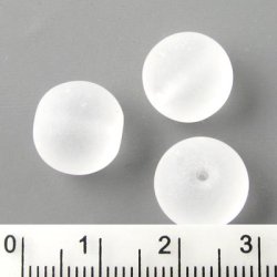 Quarz crystal, round beads, matt, 12mm, 2pcs.