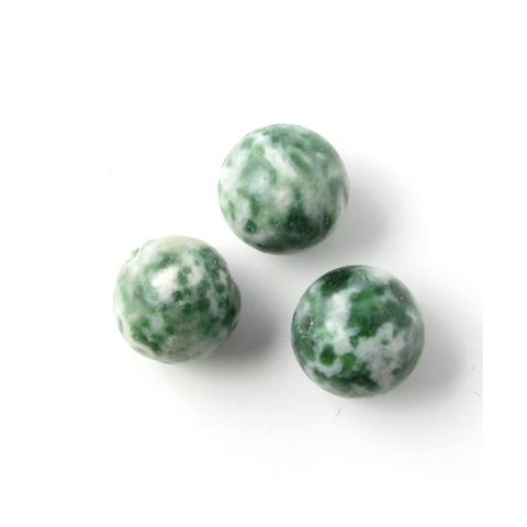 grøn-plettet jaspis, rund perle, 10 mm, 6 stk.