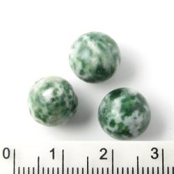 Gr&uuml;n-gefleckter Jaspis, runde Perle, 10 mm, 6 Stk.