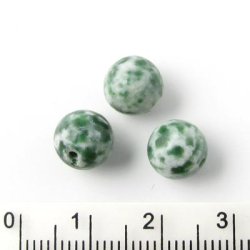 Gr&uuml;n gefleckter Jaspis, ganzer Strang, runde Perle, 8 mm, ca. 50 Stk.