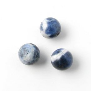 Sodalite, blue-white speckled round bead, 10mm, 6pcs