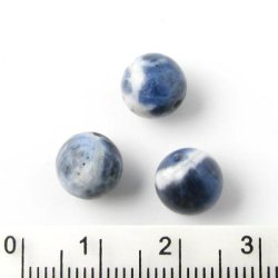 Sodalith, blau-wei&szlig; gesprenkelte runde Perle, 10 mm 6 Stk