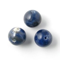 Sodalite, blue-white speckled round bead, 12mm.