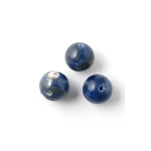 Sodalith, blau-weiß gesprenkelte runde Perle, 12 mm.