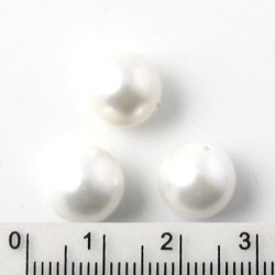 Shell pearls, rund, wei&szlig;, 10 mm, 6 Stk.