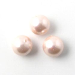 Shell pearls, ganzer Strang, rund, rosa / pfirsich, 10 mm, A-grade, 39 Stk