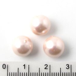 Shell pearls, ganzer Strang, rund, rosa / pfirsich, 10 mm, A-grade, 39 Stk