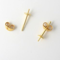 Ohrstecker mit Stift und 4 mm Schale, vergoldetes Silber, 11x4x0,9 mm, 1 Paar