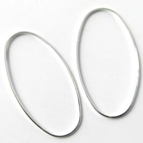 Silver-plated brass, oval, 30x16x0,9mm, 10pcs.