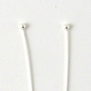 Headpin with 2mm ball, silver-plated brass, 45x0,5mm, 20pcs.