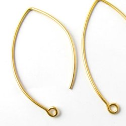 Ohrb&uuml;gel, lang, offen, oval mit &Ouml;se, vergoldetes Silber, 42x22mm, 1 Paar