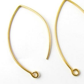 Ohrbügel, lang, offen, oval mit Öse, vergoldetes Silber, 42x22mm, 1 Paar