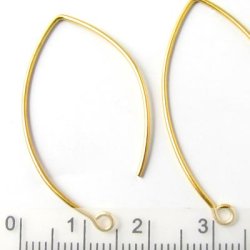 Ohrb&uuml;gel, lang, offen, oval mit &Ouml;se, vergoldetes Silber, 42x22mm, 1 Paar