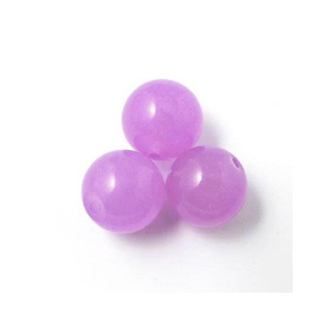 Jade bead, violet, round, 14mm, 6pcs.