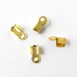 End-Klemmen f&uuml;r Schnurende, vergoldetes Messing, 9 mm, 20 Stk