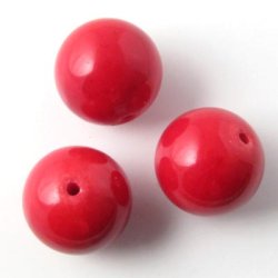 6 stk. Candy-jade, rød, 14 mm.