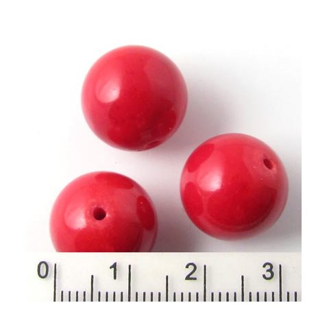 6 stk. Candy-jade, rød, 14 mm.
