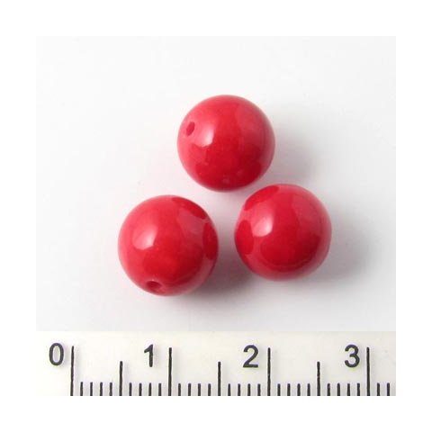 Candy-jade, rund perle, rød, 10 mm, 6 stk.