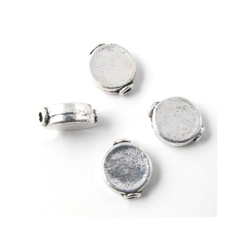 20 stk, Tibetansk sølv, rund flad, 10x9 mm
