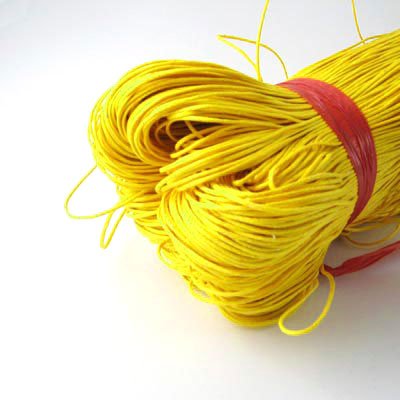 Waxed cotton cord, yellow, 1.2mm, spool, 74m