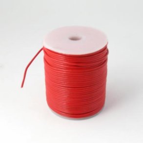 Leather cord, spool, round, red, 2mm, 25