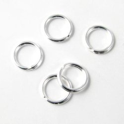 Spaltring/Schl&uuml;sselanh&auml;nger, versilbert, 7 mm, 10 Stk.