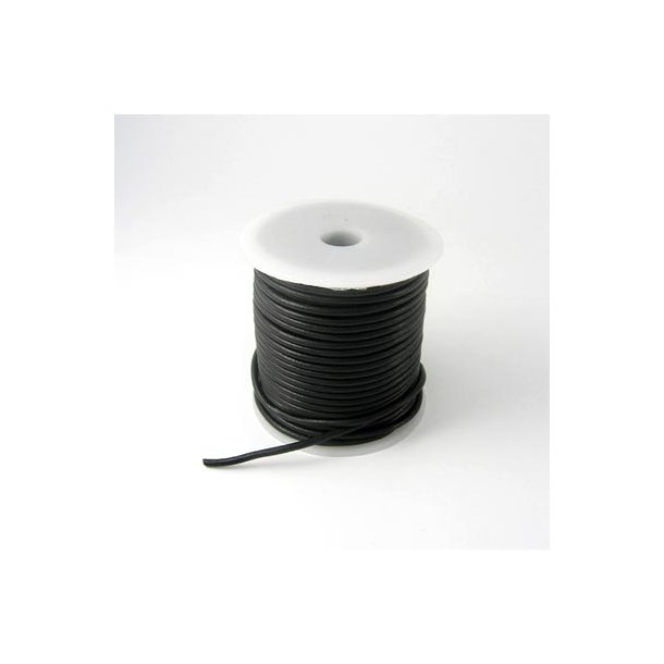 Leather cord, black, 3mm, 1m