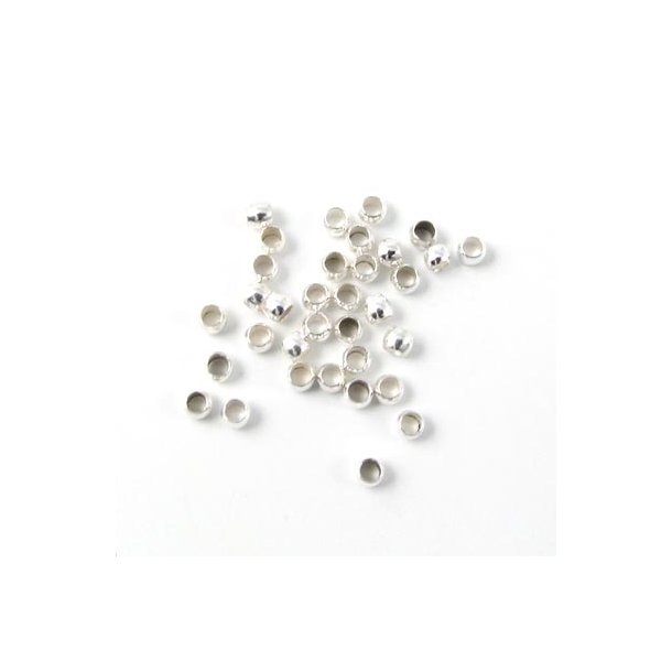 Zwischenperlen / Quetschperlen, klein, versilbert, 1x1,5 mm, Loch 0,8 mm, 200 Stk