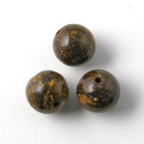 Bronzite, round bead, A-grade, 10mm, 6pcs.