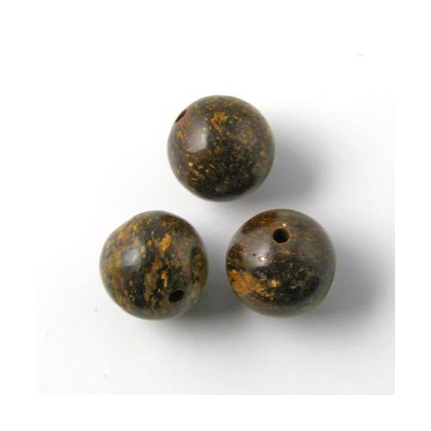 Bronzit, rund perle, A-grade, 10 mm. 6 stk.