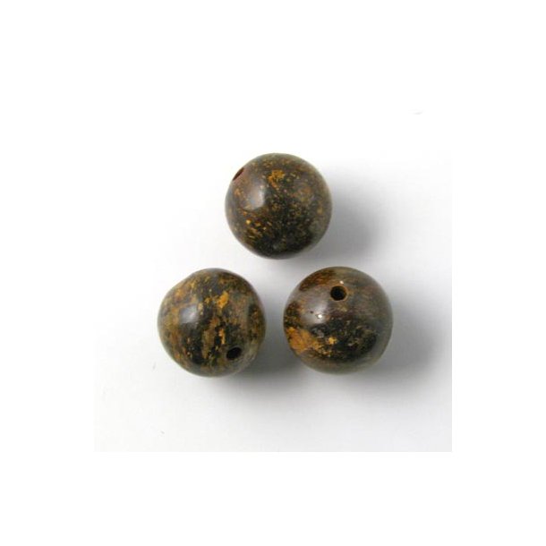 Bronzit, rund perle, A-grade, 10 mm. 6 stk.