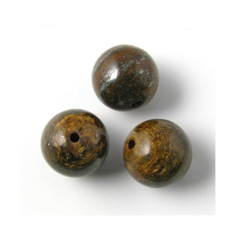 Bronzit, rund perle, 12 mm. 6 stk.