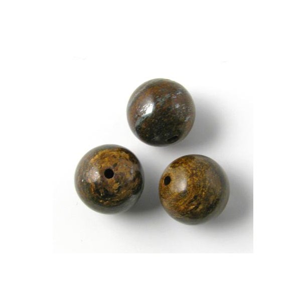 Bronzit, rund perle, 12 mm. 6 stk.