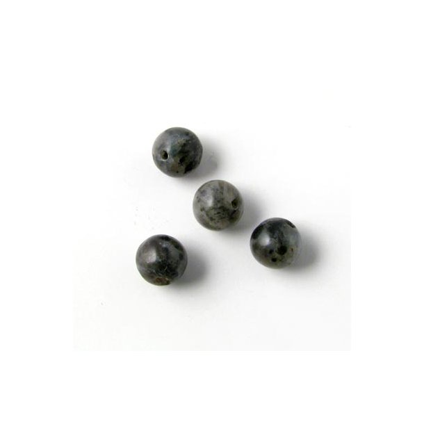 Larvikit, runde Perle, 6 mm. 10 Stk.
