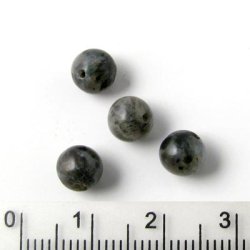 Larvikit, runde Perle, 6 mm. 10 Stk.