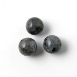 Larvikit, runde Perle, grau marmoriert, 8 mm. 6 Stk.