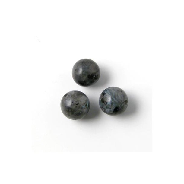 Larvikite, round bead, grey shimmering, 8mm, 6pcs.