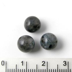 Larvikit, runde Perle, grau marmoriert, 8 mm. 6 Stk.