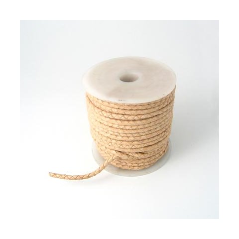 L&aelig;dersnor, flettet, natur, 3 mm, 50 cm