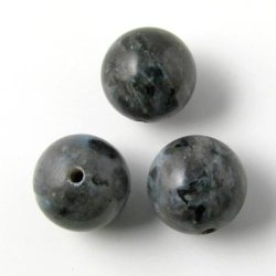 Larvikit, runde Perle, 12 mm. 6 Stk.