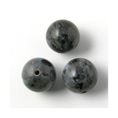 larvikit, rund perle, 12 mm. 6 stk.