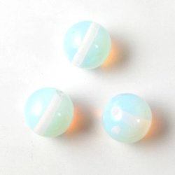 Opalit, runde Perle, schwach blulich, 10 mm, 6 Stk.