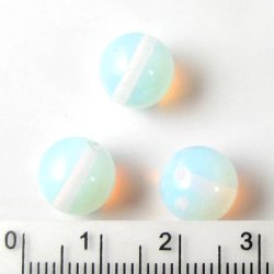 Opalit, runde Perle, schwach blulich, 10 mm, 6 Stk.